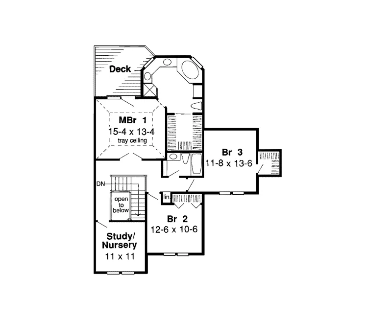 Tudor House Plan Second Floor - Milano European Tudor Design 038D-0458 - Shop House Plans and More