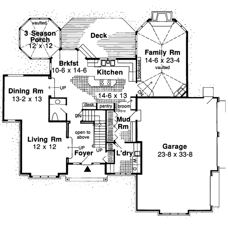 European House Plan First Floor - Blasé Tudor Style Home 038D-0465 - Search House Plans and More