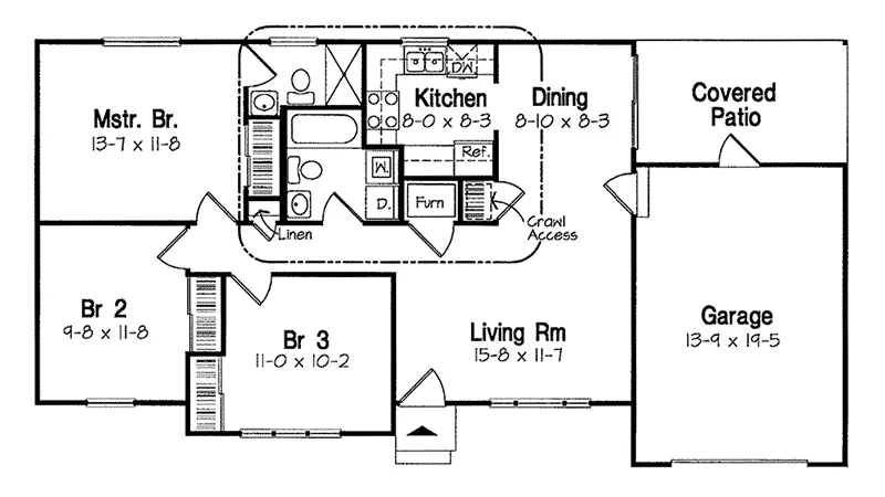 Ranch House Plan First Floor - Eastridge Efficient Ranch Home 038D-0472 - Search House Plans and More