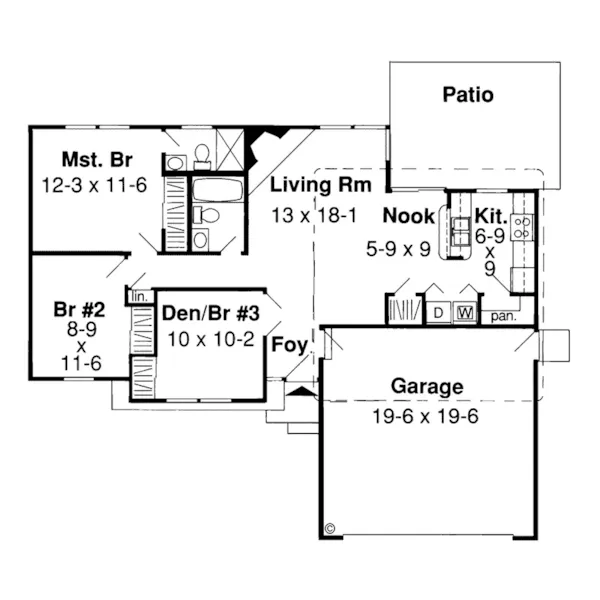 Traditional House Plan First Floor - Fahrpark Ranch Home 038D-0473 - Search House Plans and More