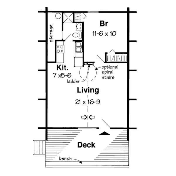 Rustic House Plan First Floor - Whitmore Lake A-Frame Home 038D-0477 - Shop House Plans and More