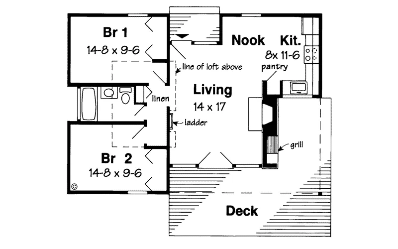 Mountain House Plan First Floor - Yosemite Acadian Home 038D-0478 - Shop House Plans and More