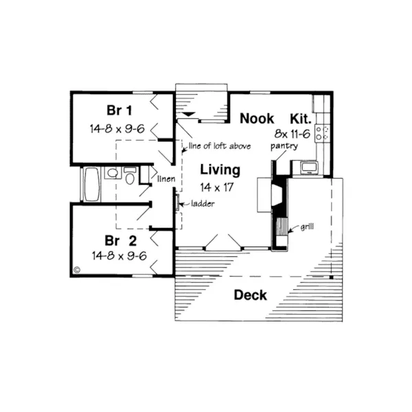 Mountain House Plan First Floor - Yosemite Acadian Home 038D-0478 - Shop House Plans and More