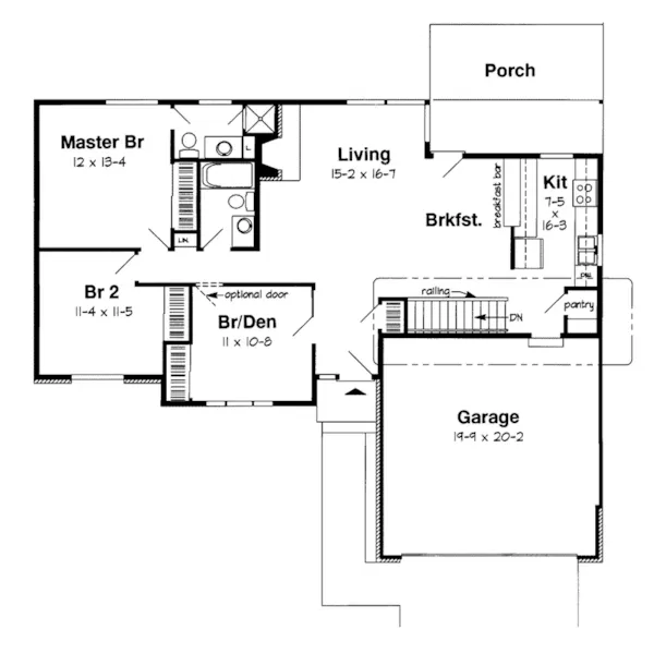 Traditional House Plan First Floor - Summer Run Ranch Home 038D-0486 - Shop House Plans and More