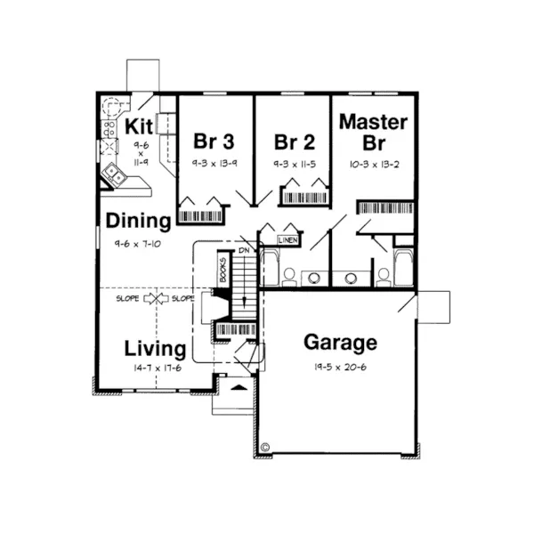 Ranch House Plan First Floor - Exton Ranch Home 038D-0491 - Search House Plans and More