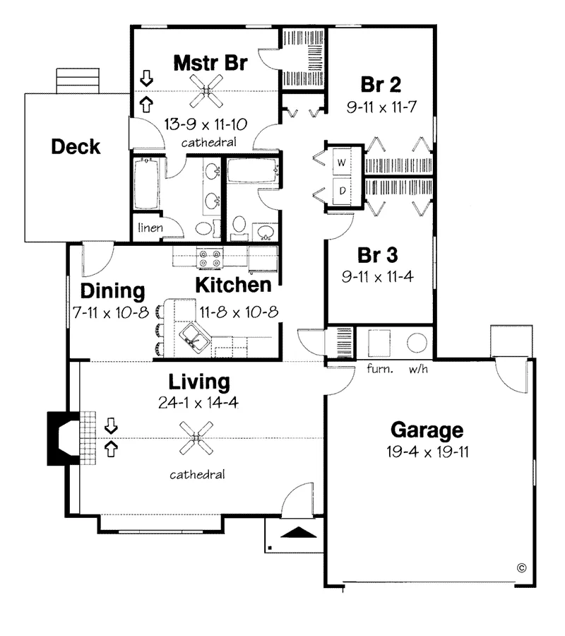 Ranch House Plan First Floor - Fair Acres Traditional Home 038D-0493 - Search House Plans and More