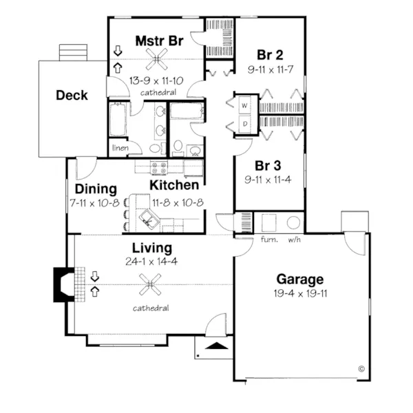 Ranch House Plan First Floor - Fair Acres Traditional Home 038D-0493 - Search House Plans and More