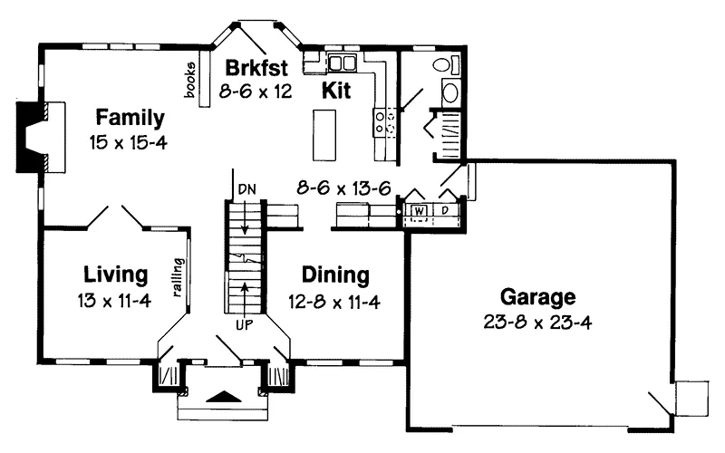 Georgian House Plan First Floor - Evergreen Forest Two-Story Home 038D-0498 - Search House Plans and More