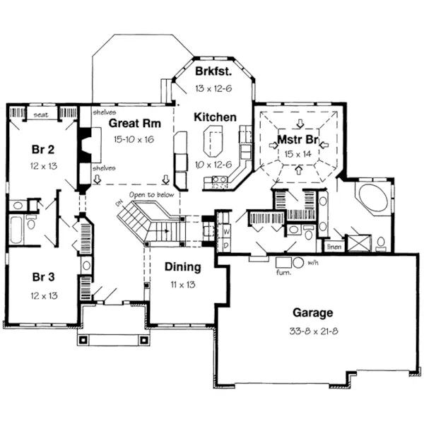 Neoclassical House Plan First Floor - Mimosa Southwestern Home 038D-0501 - Shop House Plans and More