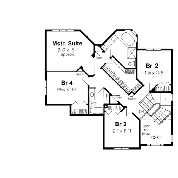 Greek Revival House Plan Second Floor - Barbarella Traditional Home 038D-0504 - Search House Plans and More