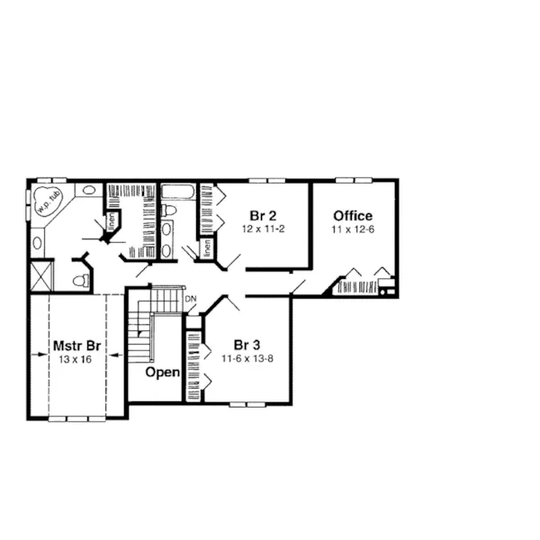 Greek Revival House Plan Second Floor - Acapulco Greek Revival Home 038D-0509 - Search House Plans and More