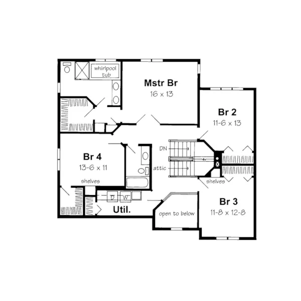 Traditional House Plan Second Floor - Juston European Home 038D-0513 - Search House Plans and More