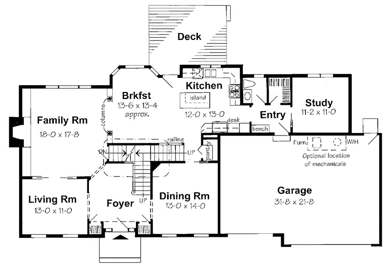 Colonial House Plan First Floor - Flagler Colonial Home 038D-0514 - Search House Plans and More