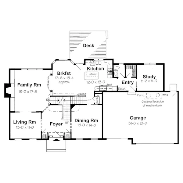 Georgian House Plan First Floor - Flagler Colonial Home 038D-0514 - Search House Plans and More