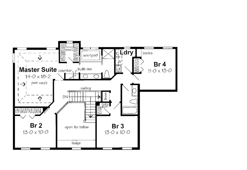 Georgian House Plan Second Floor - Flagler Colonial Home 038D-0514 - Search House Plans and More