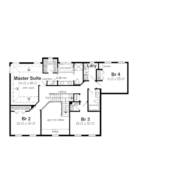 Georgian House Plan Second Floor - Flagler Colonial Home 038D-0514 - Search House Plans and More