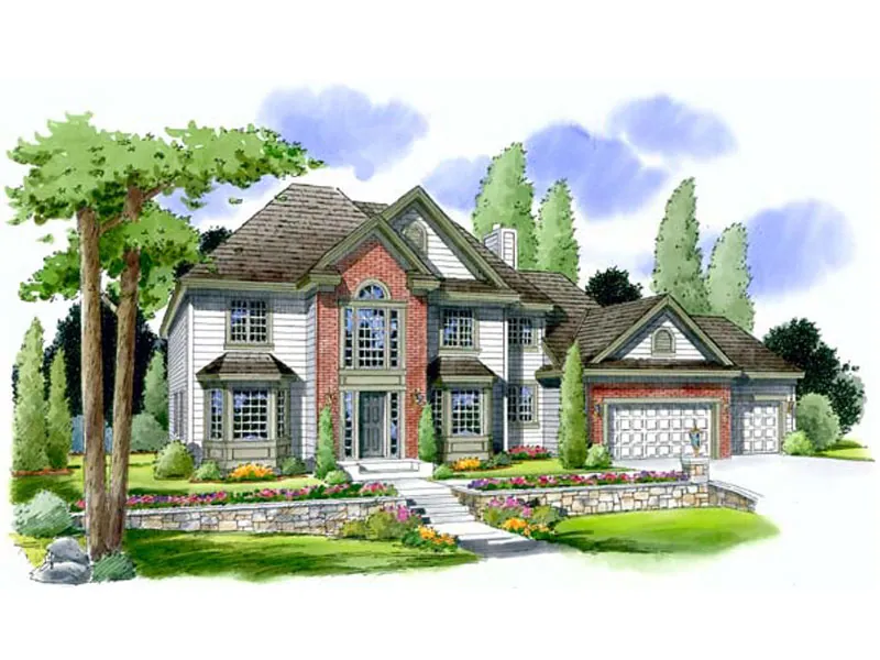 Double Bay Windows Accentuate The Elegance Of This Plan