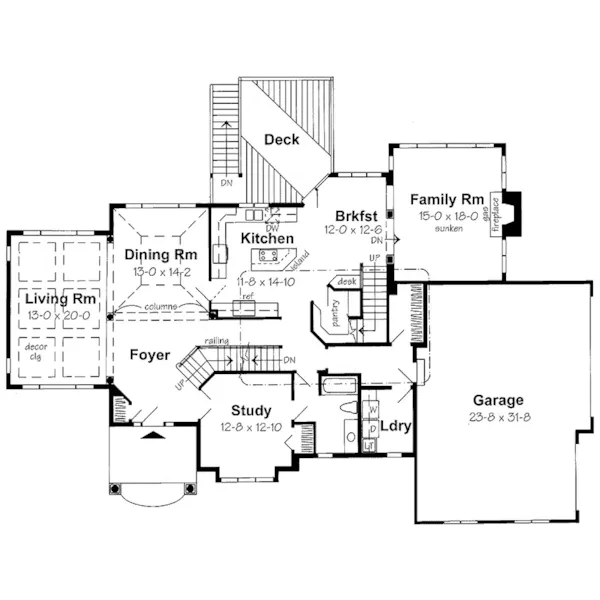 Modern House Plan First Floor - Wimbourne European Style Home 038D-0522 - Shop House Plans and More