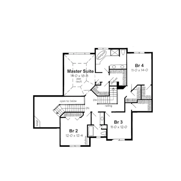 Modern House Plan Second Floor - Wimbourne European Style Home 038D-0522 - Shop House Plans and More