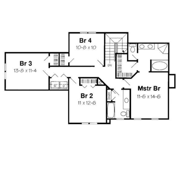 Georgian House Plan Second Floor - Camfield Colonial Home 038D-0523 - Search House Plans and More