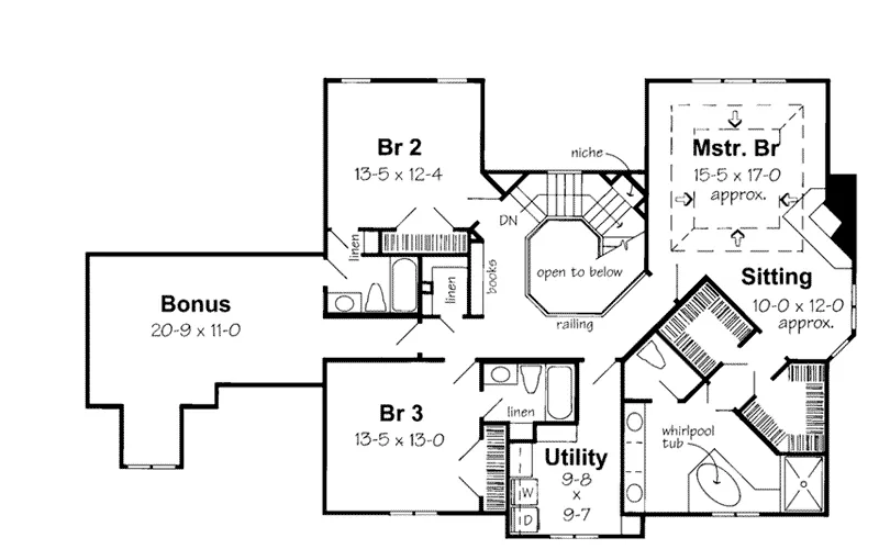 Tudor House Plan Second Floor - Fairway European Home 038D-0529 - Search House Plans and More