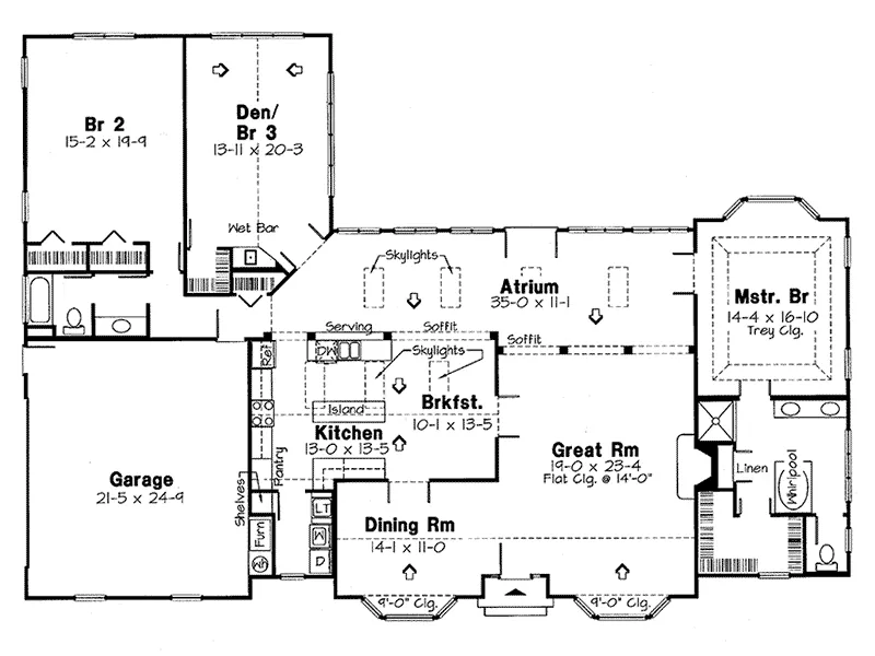 Ranch House Plan First Floor - Andrea Place Country Ranch Home 038D-0534 - Search House Plans and More