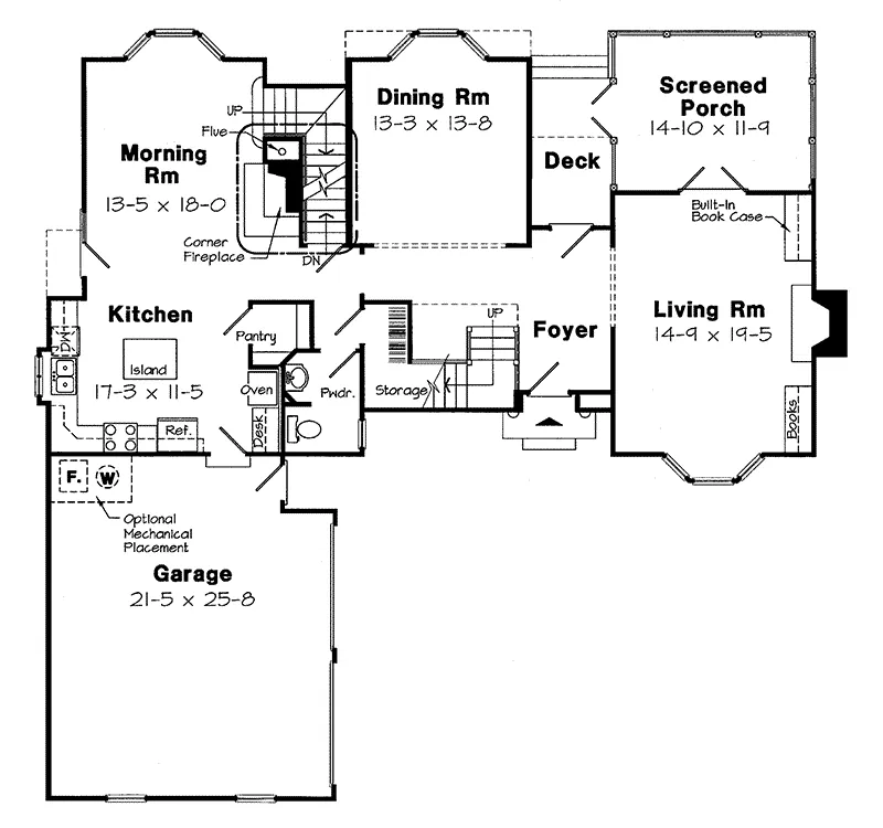 Colonial House Plan First Floor - Carrico Colonial Style Home 038D-0536 - Search House Plans and More