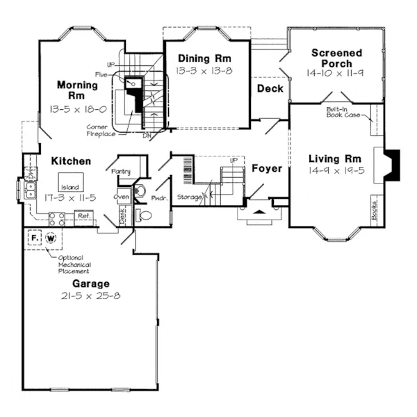 Colonial House Plan First Floor - Carrico Colonial Style Home 038D-0536 - Search House Plans and More