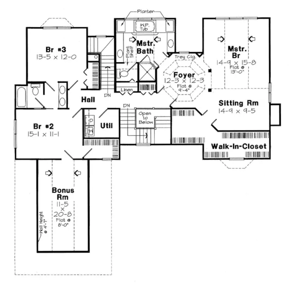 Colonial House Plan Second Floor - Carrico Colonial Style Home 038D-0536 - Search House Plans and More