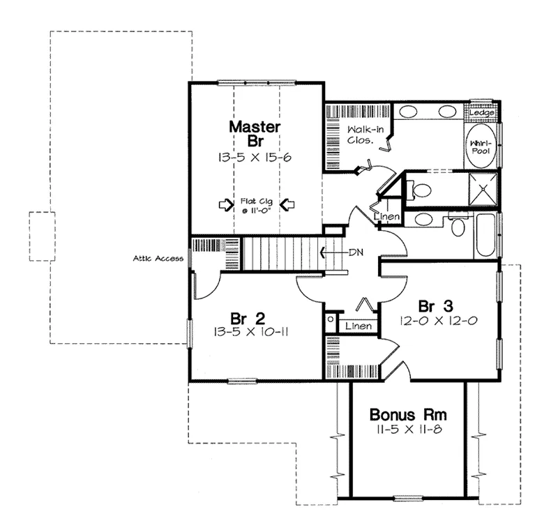 Traditional House Plan Second Floor - Labadie Place Colonial Home 038D-0538 - Shop House Plans and More