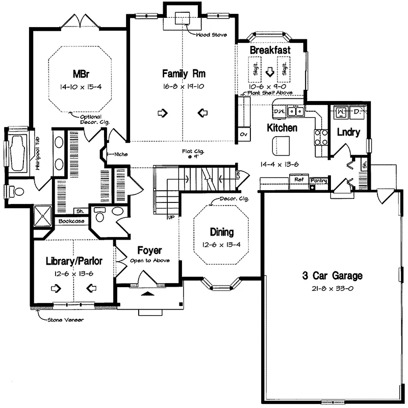 Traditional House Plan First Floor - Epernay Traditional Home 038D-0539 - Search House Plans and More