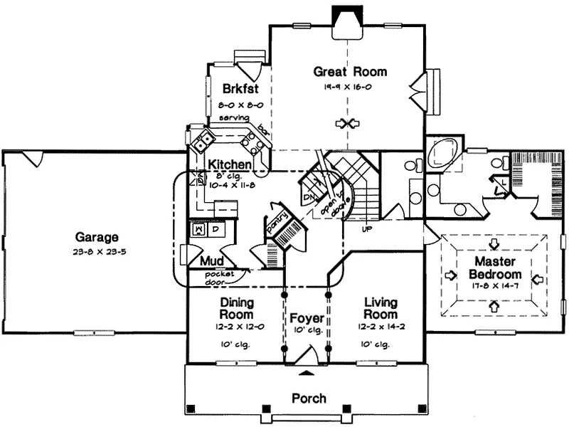 Colonial House Plan First Floor - Noble Place Cape Cod Home 038D-0540 - Shop House Plans and More