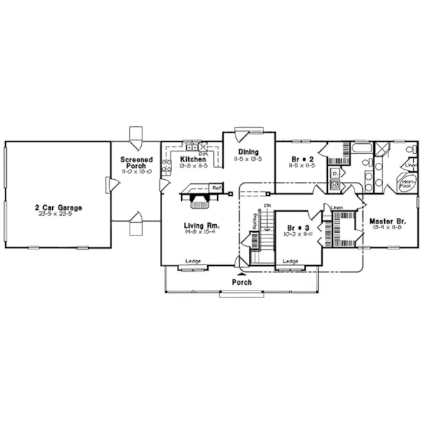 Traditional House Plan First Floor - Worthington Hill Ranch Home 038D-0542 - Shop House Plans and More