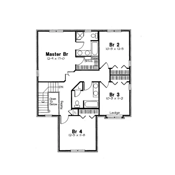 Traditional House Plan Second Floor - Montour Falls Traditional Home 038D-0544 - Shop House Plans and More