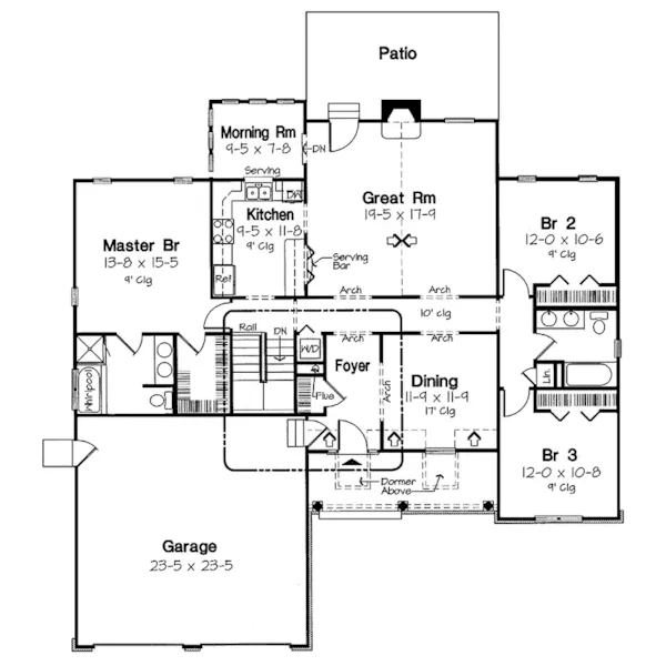 Cape Cod & New England House Plan First Floor - Lawside Traditional Home 038D-0546 - Shop House Plans and More