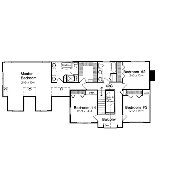 Southern House Plan Second Floor - Chiefland Country Farmhouse 038D-0557 - Search House Plans and More