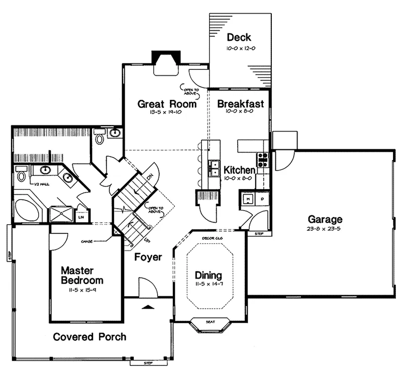Traditional House Plan First Floor - Stanislaus Farmhouse 038D-0560 - Shop House Plans and More