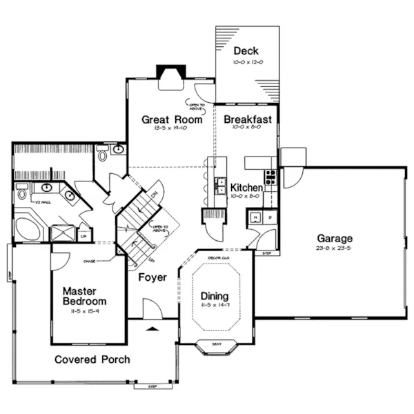 Traditional House Plan First Floor - Stanislaus Farmhouse 038D-0560 - Shop House Plans and More