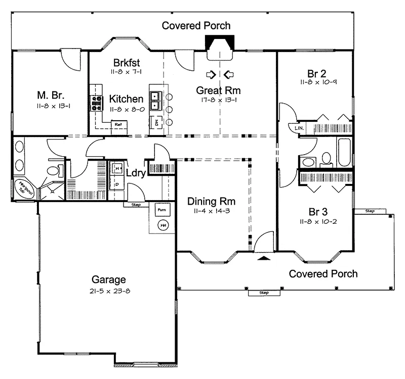 Traditional House Plan First Floor - Keystone Farm Southern Home 038D-0561 - Search House Plans and More