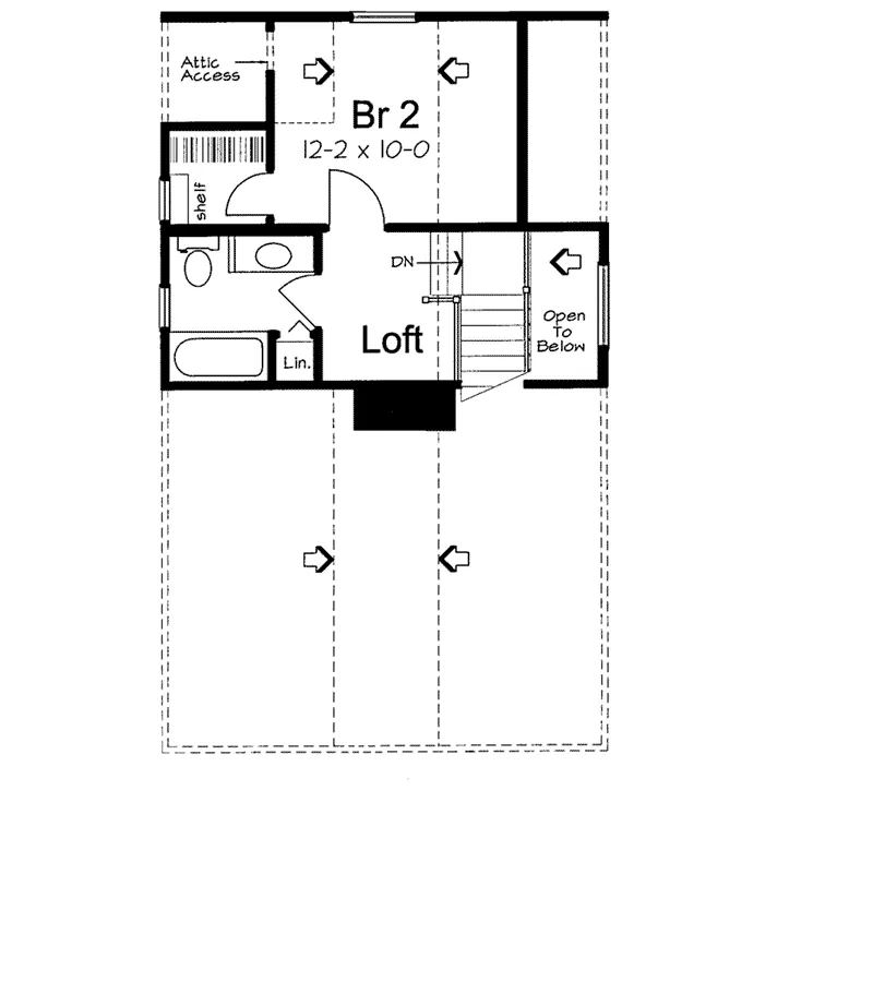 Vacation House Plan Second Floor - Rendsberg Vacation Cottage Home 038D-0563 - Shop House Plans and More