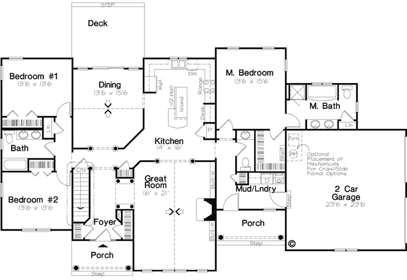 Ranch House Plan First Floor - Balthasar Country French Home 038D-0565 - Search House Plans and More