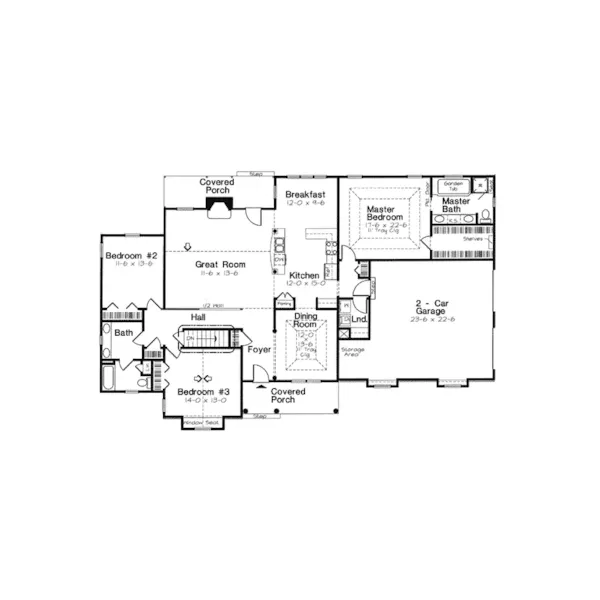 Rustic House Plan First Floor - Brunswick Place Ranch Home 038D-0566 - Search House Plans and More