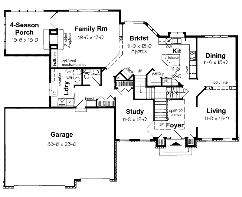 Colonial House Plan First Floor - Marblehead Georgian Home 038D-0571 - Shop House Plans and More