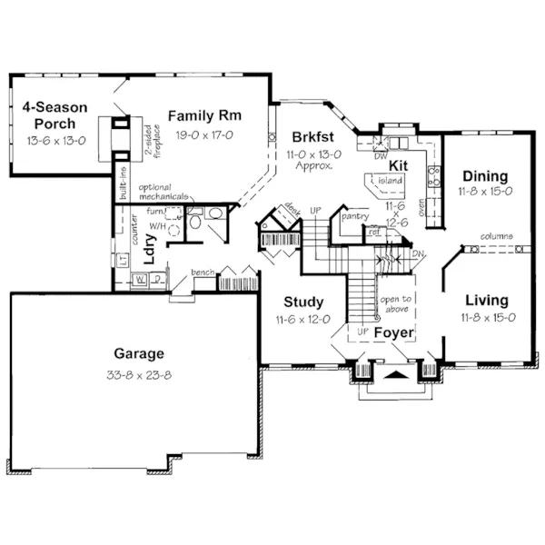 Greek Revival House Plan First Floor - Marblehead Georgian Home 038D-0571 - Shop House Plans and More