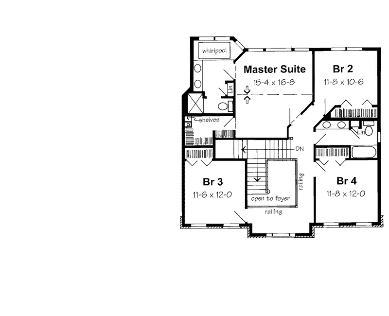 Colonial House Plan Second Floor - Marblehead Georgian Home 038D-0571 - Shop House Plans and More