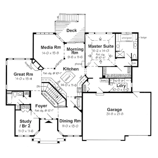 Traditional House Plan First Floor - Garden Gate Craftsman Home 038D-0573 - Search House Plans and More