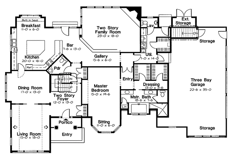 European House Plan First Floor - Farren Manor European Home 038D-0580 - Search House Plans and More