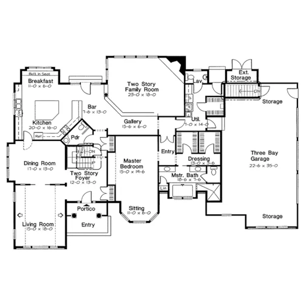 European House Plan First Floor - Farren Manor European Home 038D-0580 - Search House Plans and More