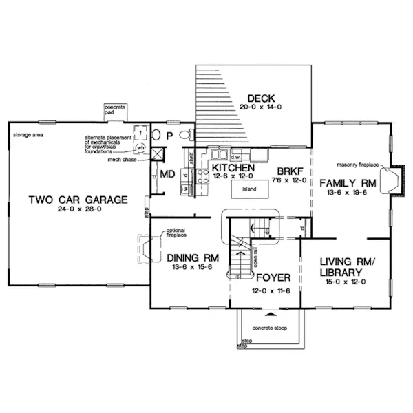 Early American House Plan First Floor - Federal Way Early American Home 038D-0582 - Search House Plans and More