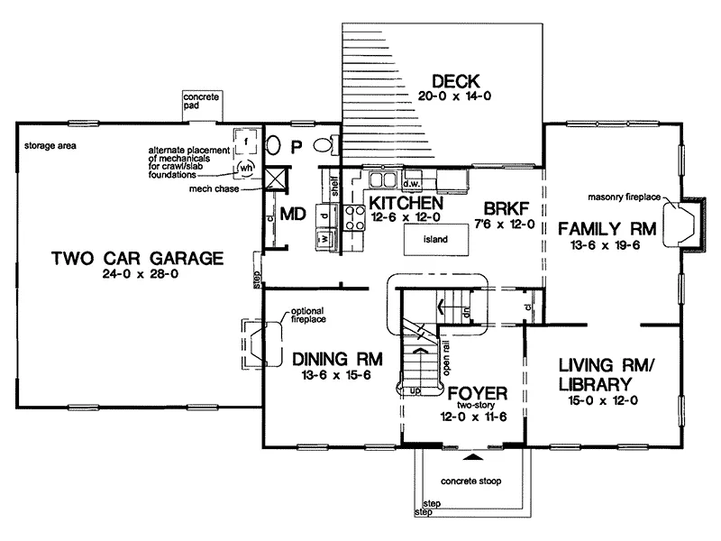 Colonial House Plan First Floor - Federer Early American Home 038D-0587 - Search House Plans and More